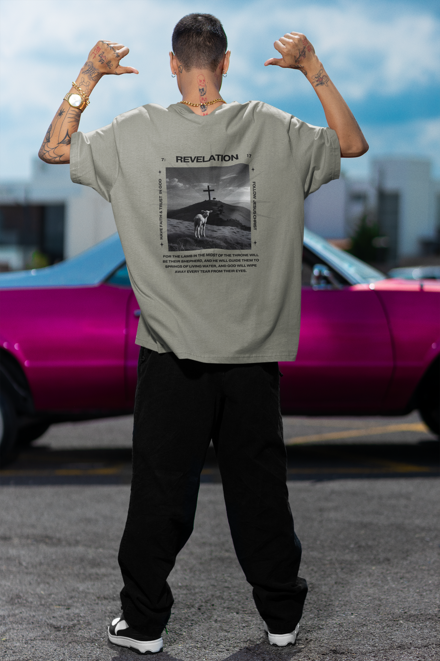 Camiseta extragrande para hombre - Apocalipsis 7:17
