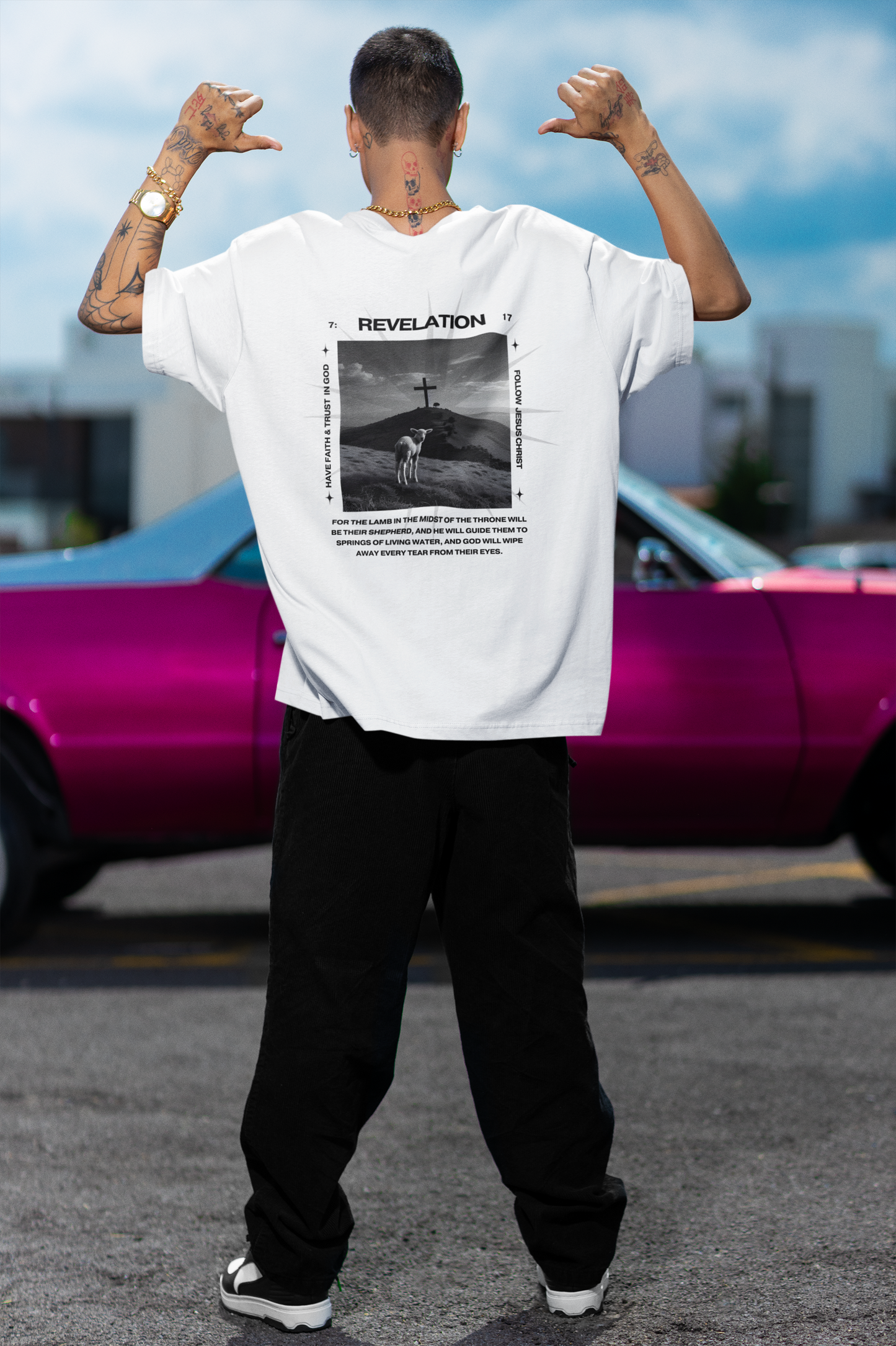Camiseta extragrande para hombre - Apocalipsis 7:17