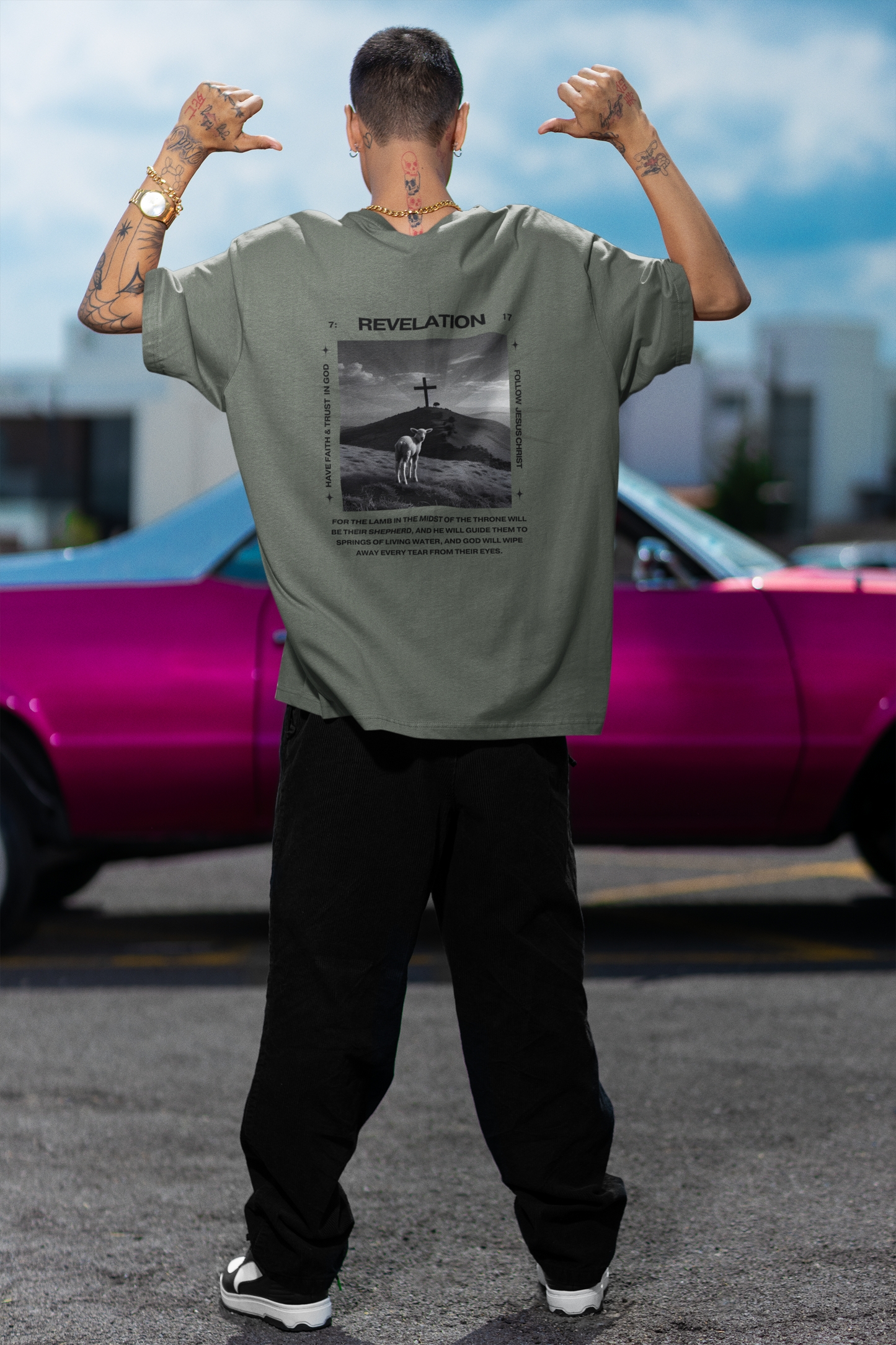 Camiseta extragrande para hombre - Apocalipsis 7:17