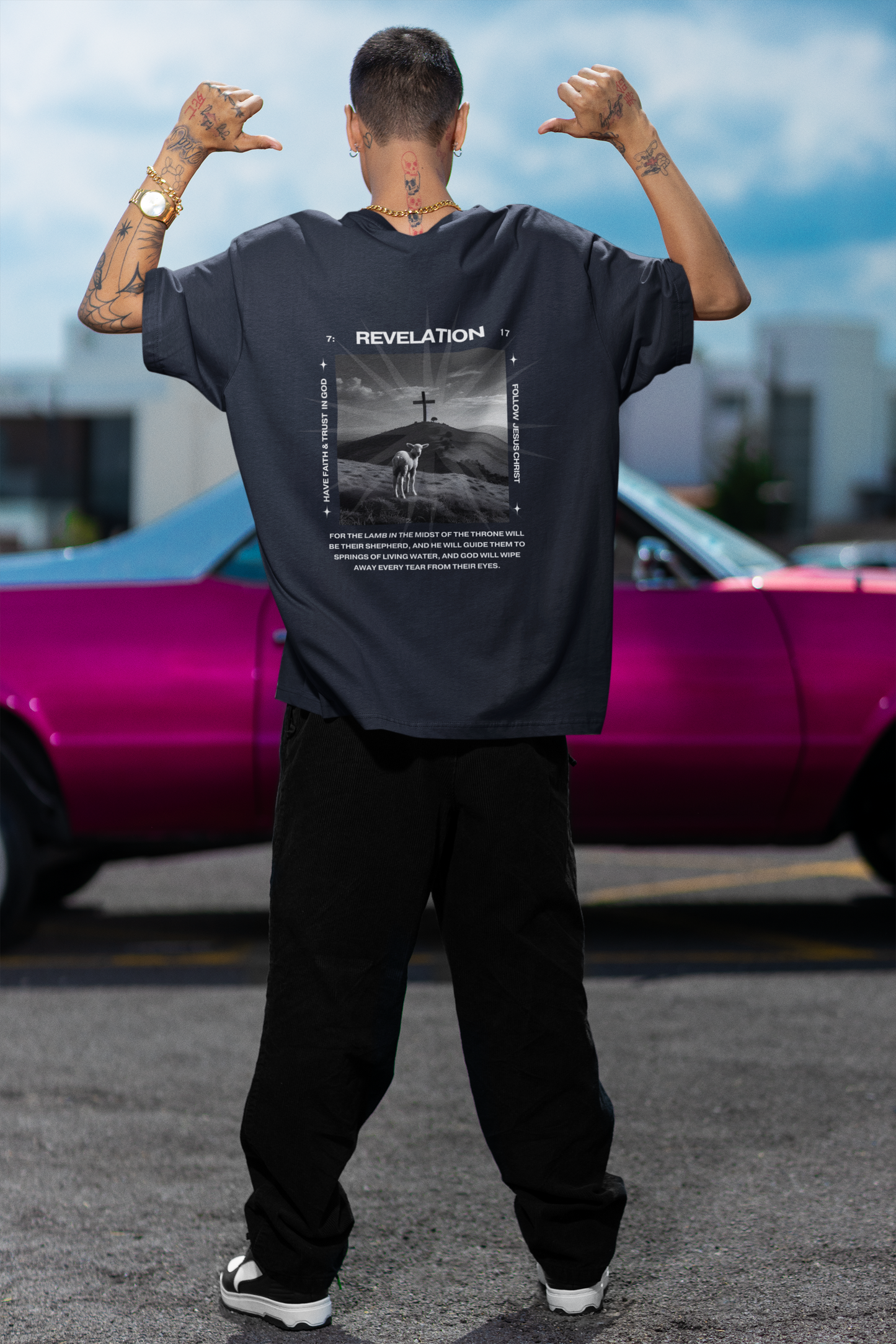 Camiseta extragrande para hombre - Apocalipsis 7:17